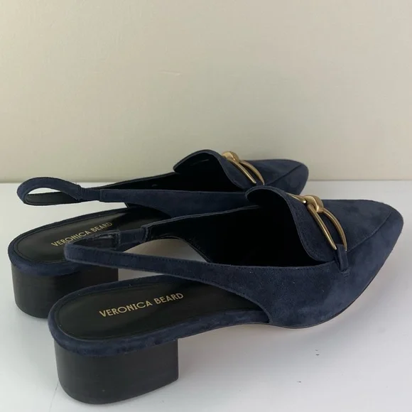 VERONICA BEARD BLUE SUEDE SLINGBACK SANDALS - Picture 4 of 11
